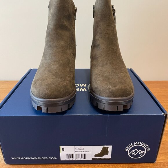 NIB, White Mountain Women's sz 8 Tahj Lug Sole Bootie Army Faux Suede Boots - Picture 6 of 15